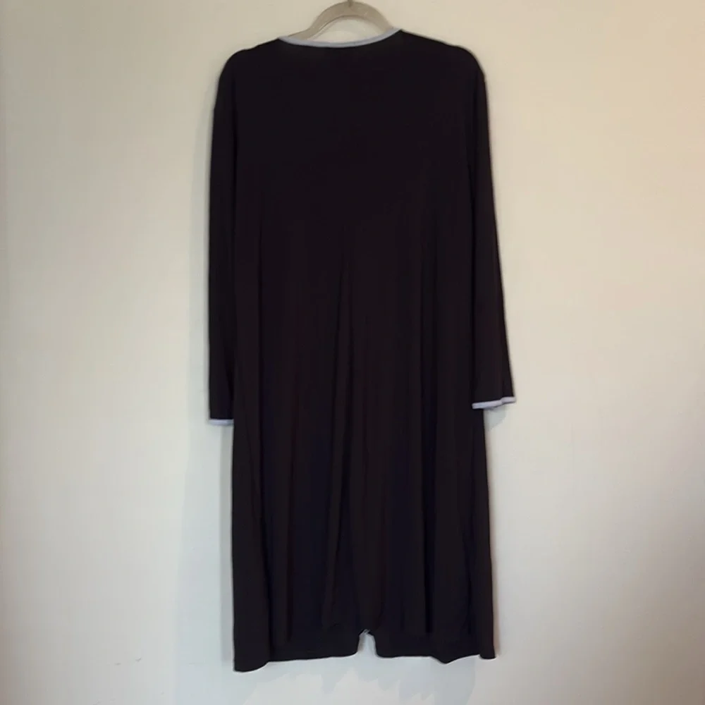 MSK Contemporary Mod Squad  Black Striped 3/4 Sleeves Shift Dress Size Large - Picture 6 of 8
